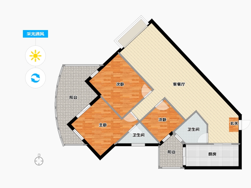 福建省-厦门市-东方阁-117.00-户型库-采光通风