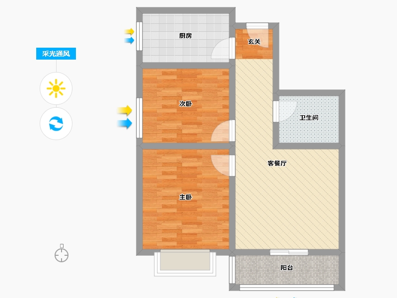 陕西省-西安市-安诚御花苑B区-65.00-户型库-采光通风