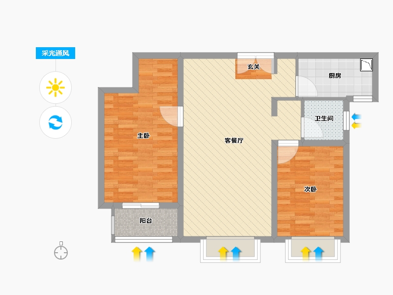 河北省-石家庄市-西城华府-67.80-户型库-采光通风