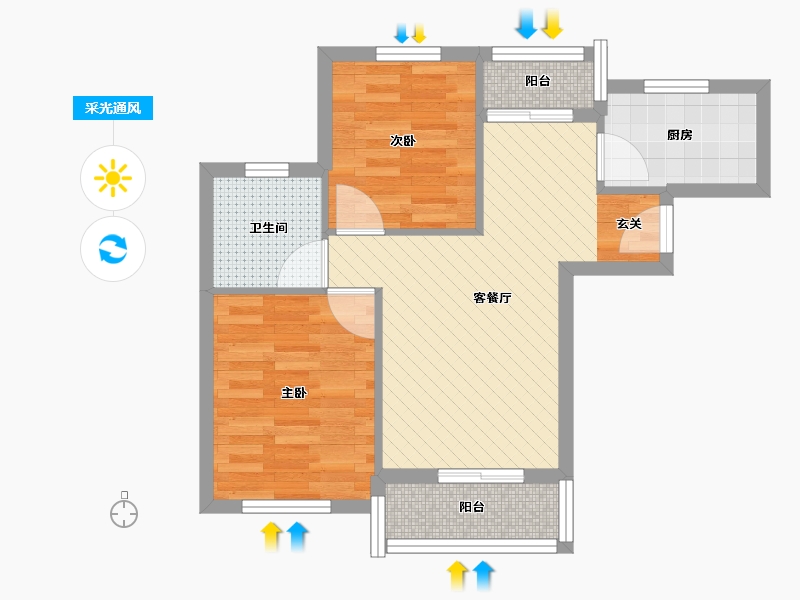 上海-上海市-浦江宝邸-51.66-户型库-采光通风