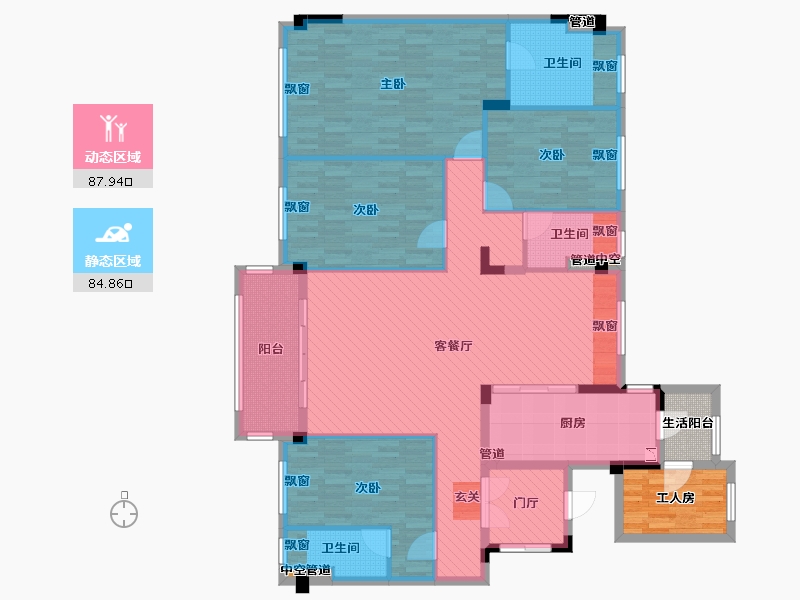 安徽省-芜湖市-碧桂园翡翠湾-165.88-户型库-动静分区