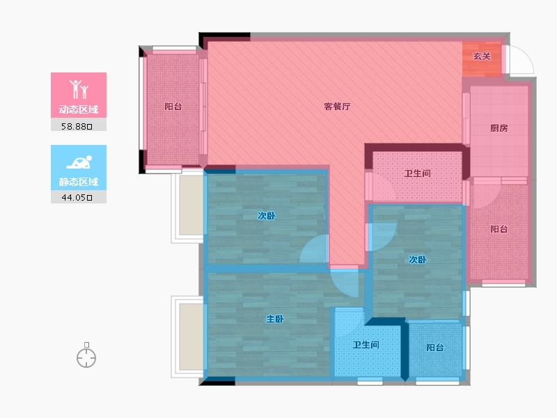 北京-北京市-金桂园-88.92-户型库-动静分区