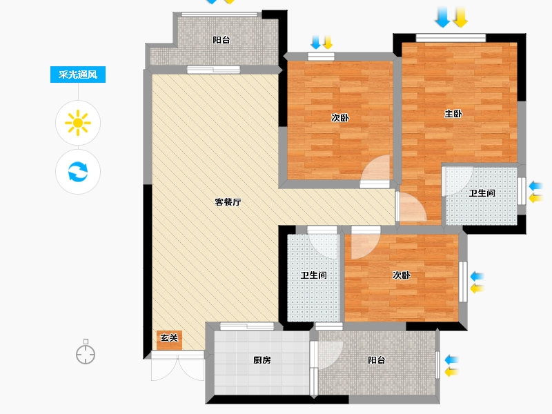 四川省-达州市-科华南城印象-87.28-户型库-采光通风