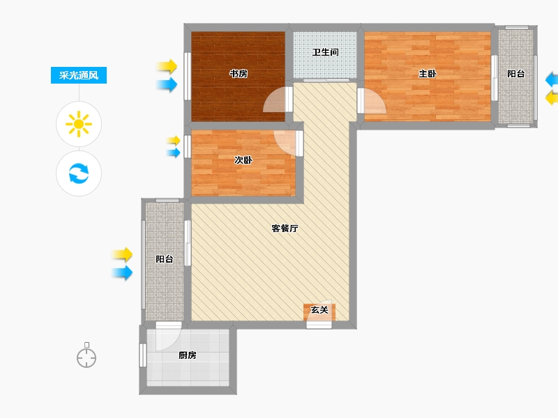 甘肃省-定西市-九方嘉苑-76.69-户型库-采光通风