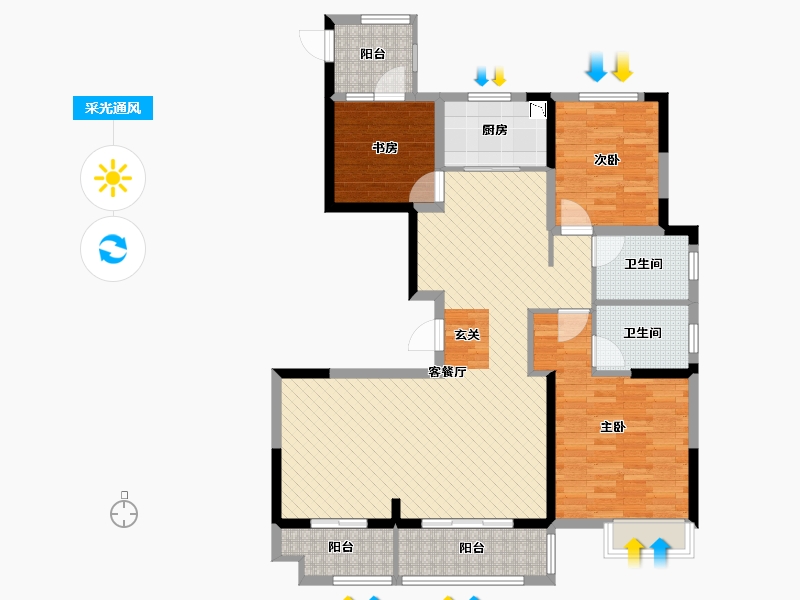 浙江省-嘉兴市-中梁吴越首府-110.06-户型库-采光通风