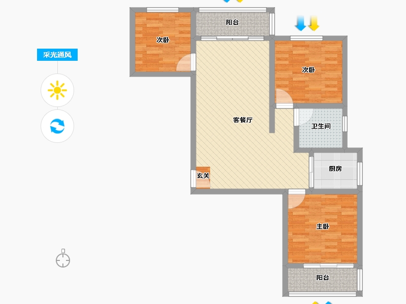 河南省-驻马店市-银城公馆-80.95-户型库-采光通风