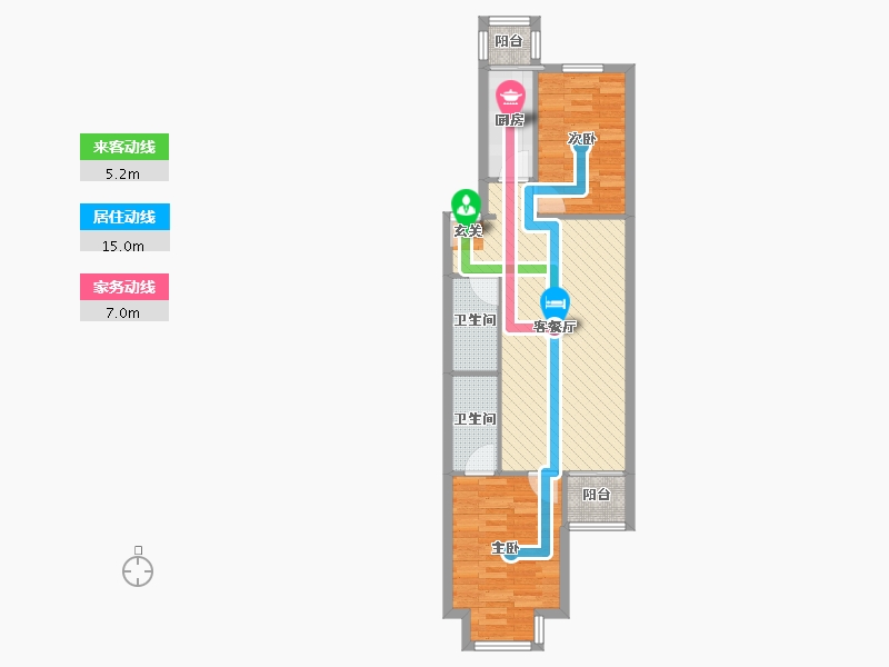 北京-北京市-美丽西园-66.63-户型库-动静线