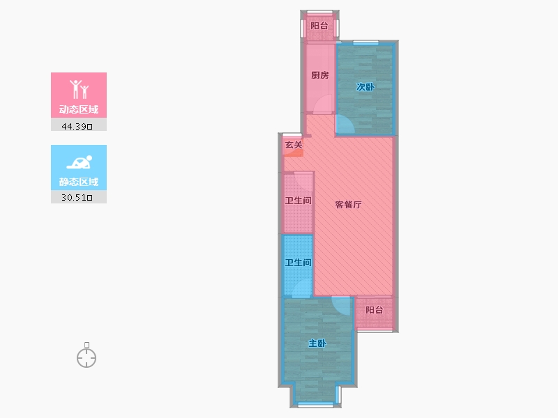 北京-北京市-美丽西园-66.63-户型库-动静分区