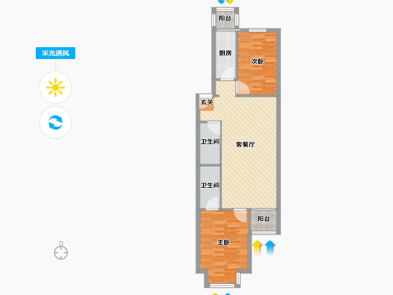 北京-北京市-美丽西园-66.63-户型库-采光通风