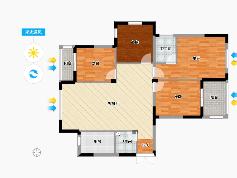 浙江省-杭州市-东港嘉苑-二区-109.33-户型库-采光通风