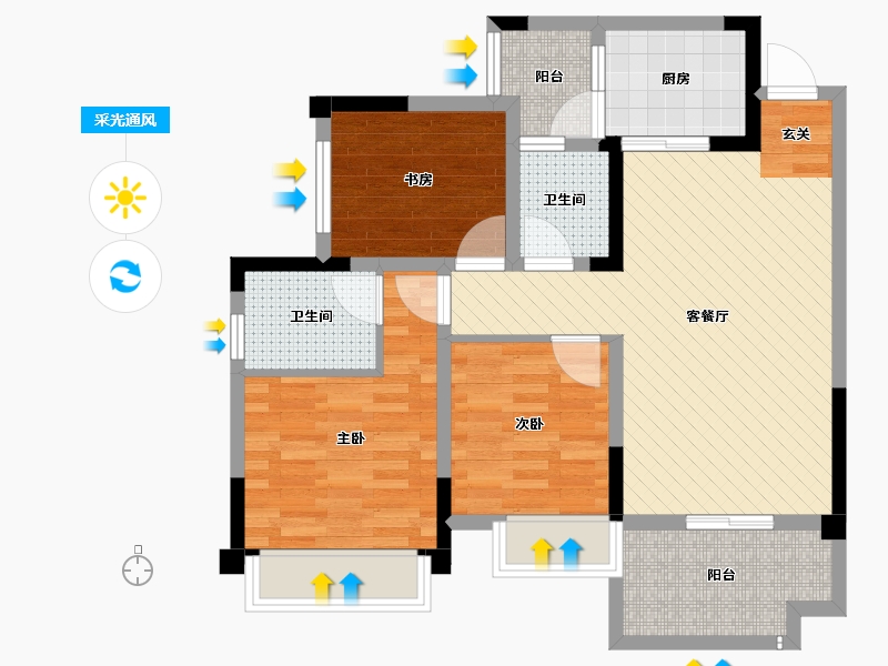 四川省-宜宾市-寅吾大龙城-76.29-户型库-采光通风