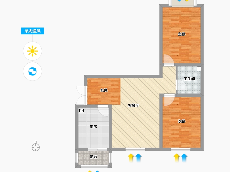 山西省-太原市-古交民馨苑-71.60-户型库-采光通风