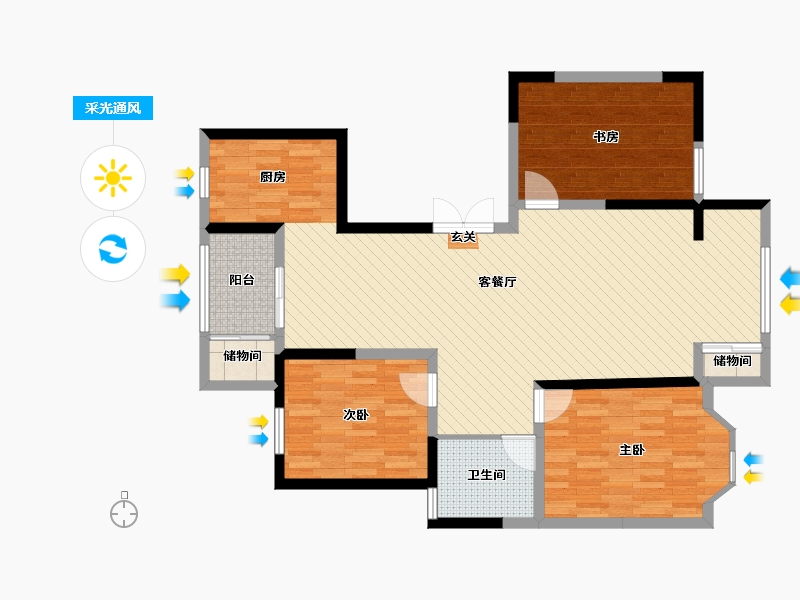 宁夏回族自治区-银川市-湖畔家园四期-106.16-户型库-采光通风