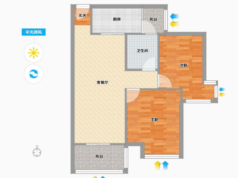 四川省-成都市-洛森堡映山29栋-66.43-户型库-采光通风