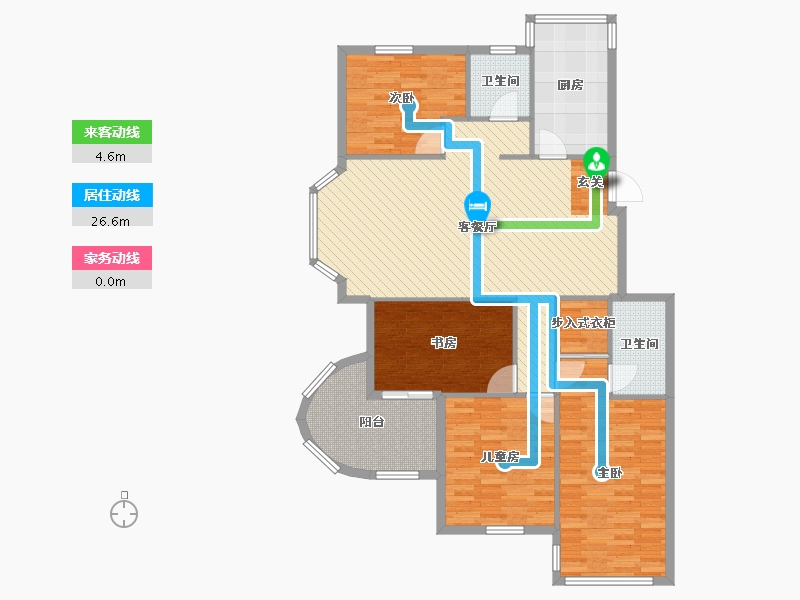 浙江省-宁波市-南都花城-126.45-户型库-动静线