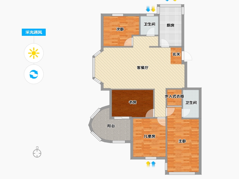 浙江省-宁波市-南都花城-126.45-户型库-采光通风