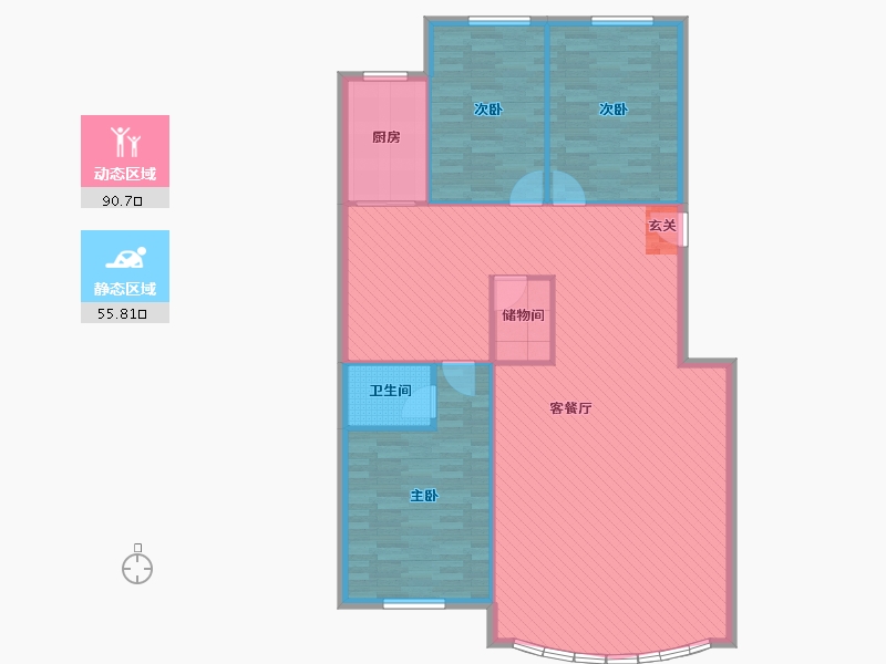 辽宁省-大连市-万益花园-84号楼-136.13-户型库-动静分区