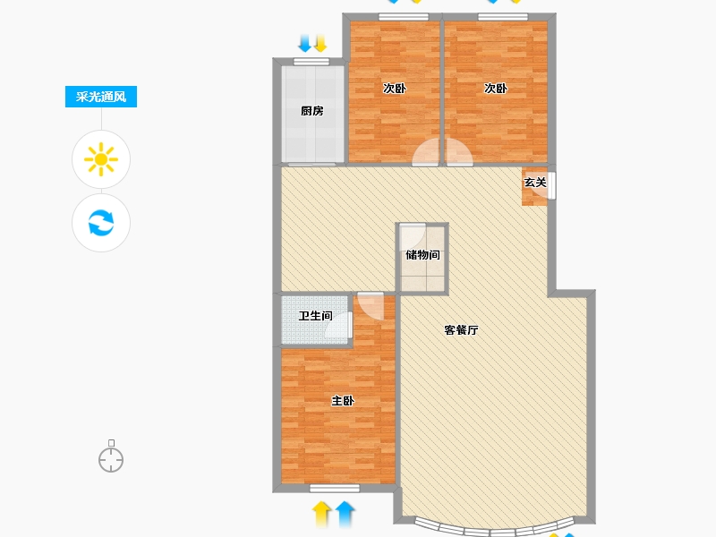 辽宁省-大连市-万益花园-84号楼-136.13-户型库-采光通风