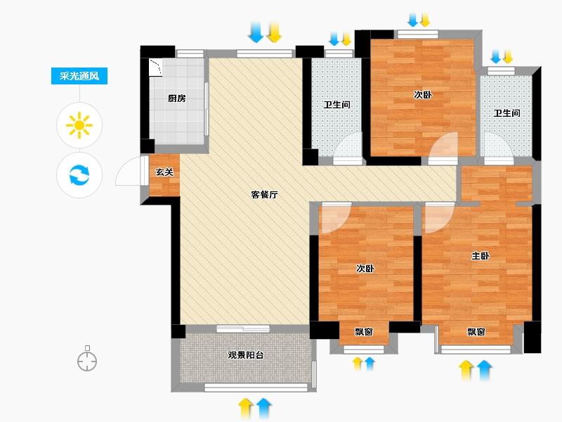 山东省-菏泽市-国府大院-84.53-户型库-采光通风