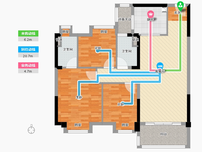 江苏省-苏州市-沙溪碧桂园珑庭-88.67-户型库-动静线