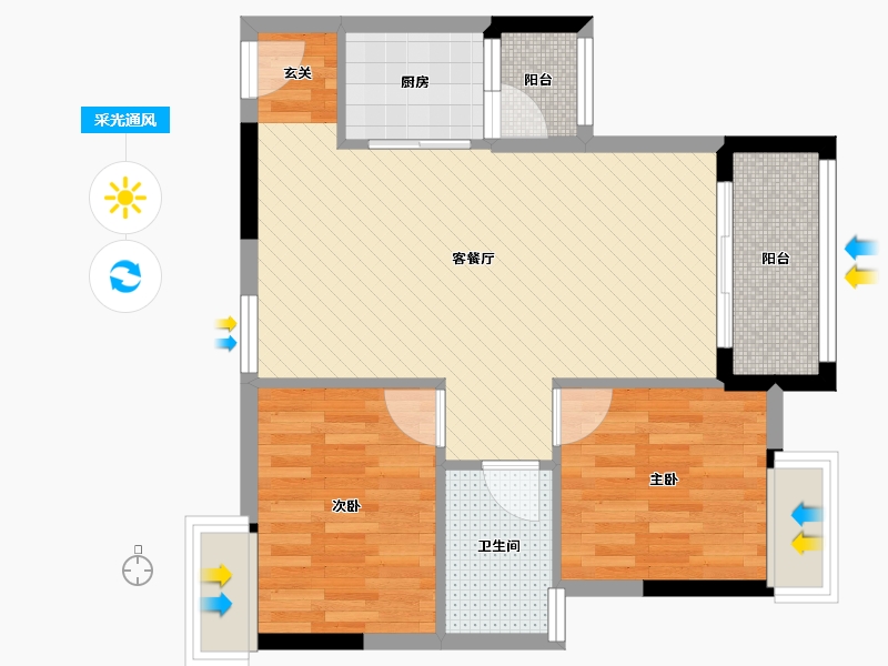 广东省-佛山市-兆丰轩-60.84-户型库-采光通风