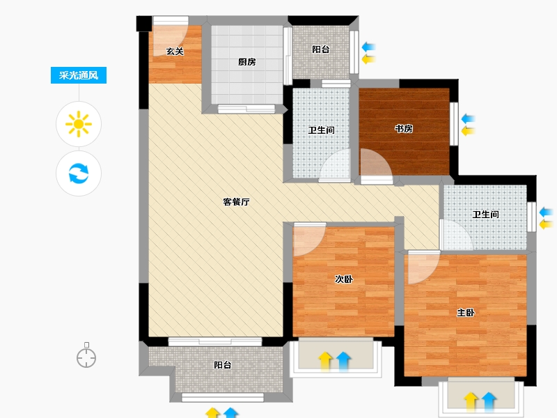 四川省-广安市-广高新城-72.91-户型库-采光通风