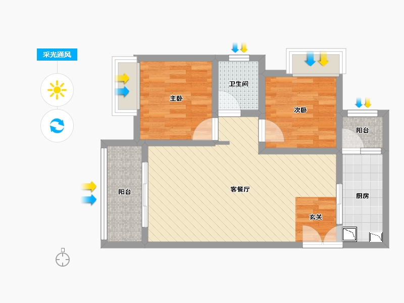 贵州省-遵义市-渝能佳苑-57.58-户型库-采光通风