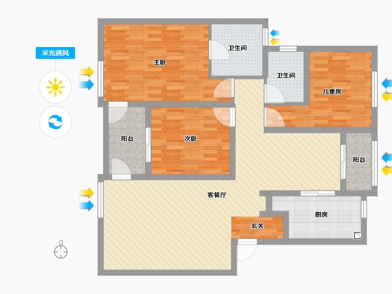 江苏省-苏州市-东湖大郡-103.39-户型库-采光通风