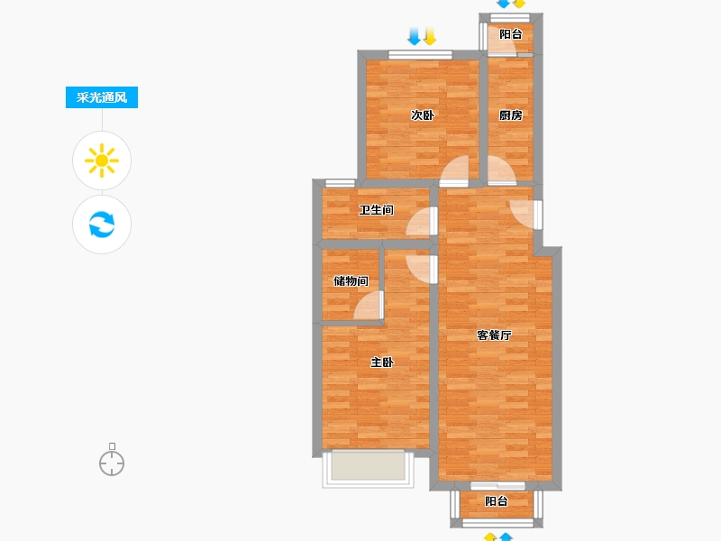 河北省-廊坊市-福成五期-62.42-户型库-采光通风