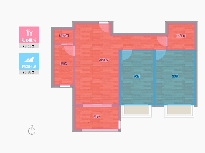 河北省-张家口市-涿鹿中原-66.88-户型库-动静分区