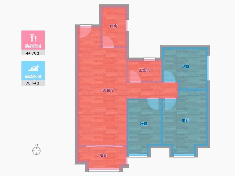 四川省-成都市-雅居乐十里花巷-68.08-户型库-动静分区