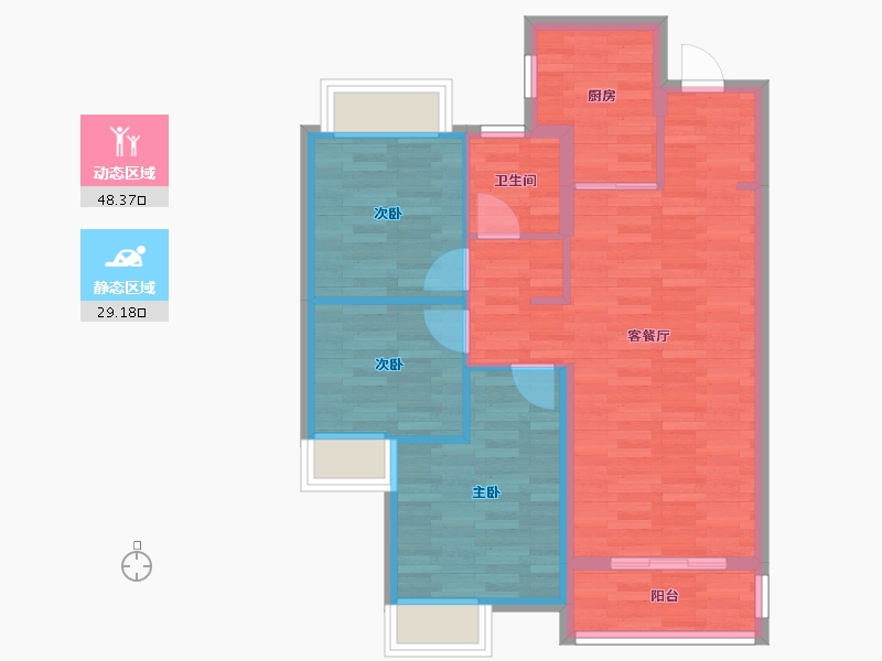 湖北省-武汉市-龙湖中锦·光谷城香颂-69.41-户型库-动静分区