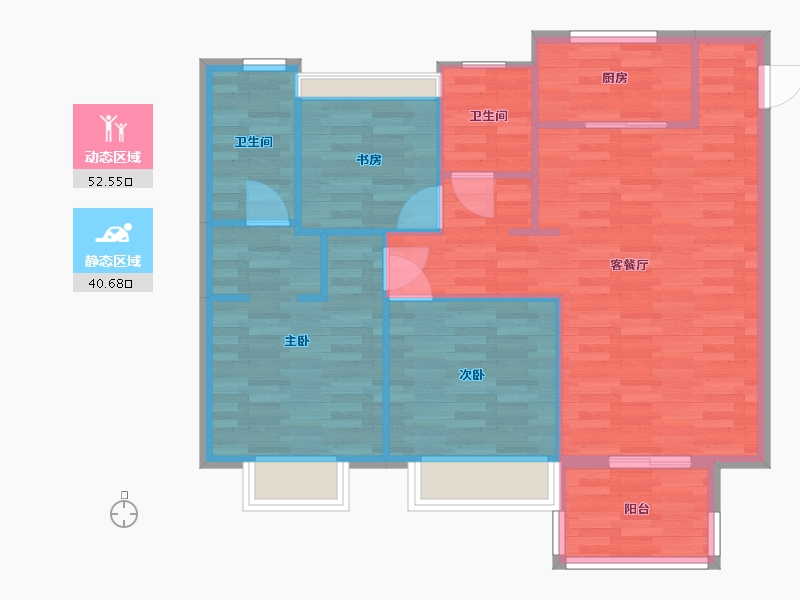 江苏省-南京市-华侨城翡翠天域-85.00-户型库-动静分区