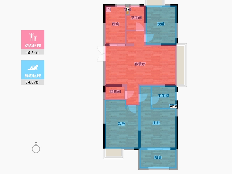 江苏省-淮安市-学府名门-90.68-户型库-动静分区