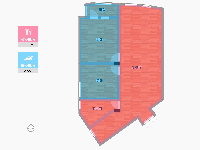 辽宁省-本溪市-成德嘉园-74.45-户型库-动静分区