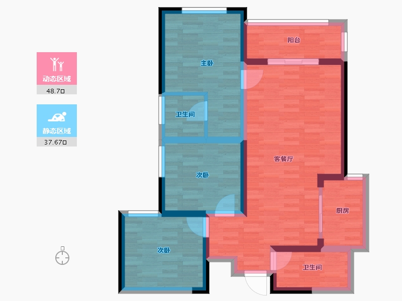 陕西省-宝鸡市-金域中央-76.23-户型库-动静分区