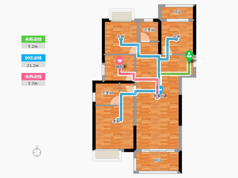 湖南省-长沙市-日盛湖湘花苑-86.04-户型库-动静线