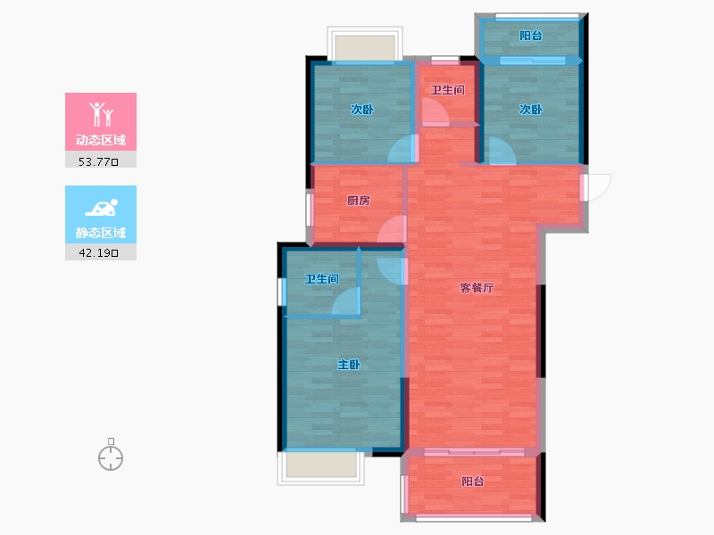 湖南省-长沙市-日盛湖湘花苑-86.04-户型库-动静分区