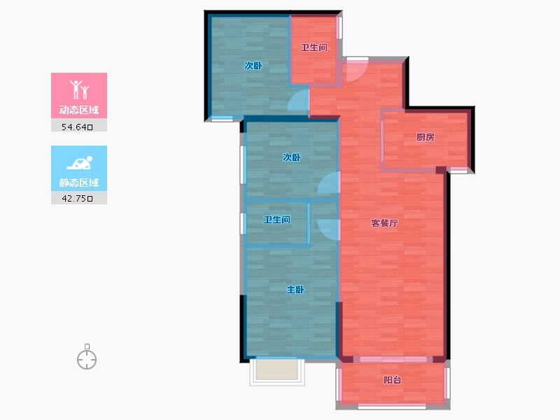 湖北省-孝感市-香港城3期-87.85-户型库-动静分区