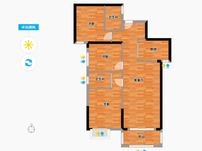 湖北省-孝感市-香港城3期-87.85-户型库-采光通风