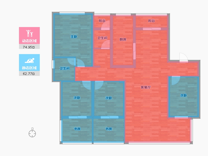 湖南省-长沙市-万象府台-122.76-户型库-动静分区