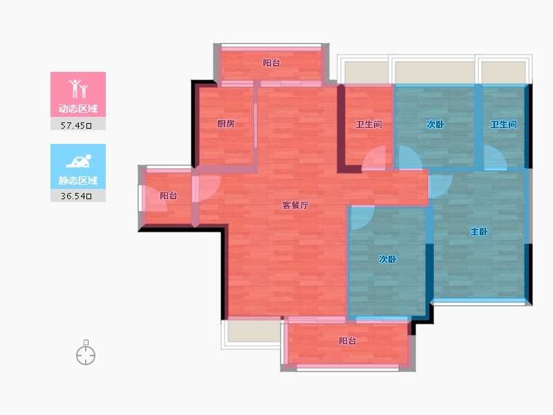 广东省-云浮市-星湖花园-84.00-户型库-动静分区