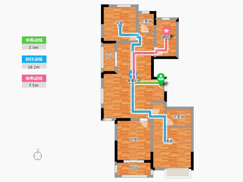 浙江省-杭州市-三堡家园南区-104.67-户型库-动静线