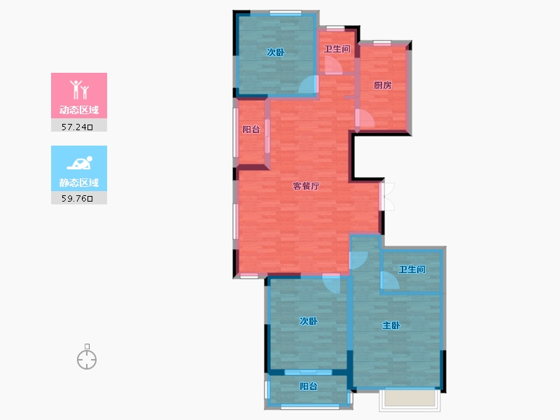 浙江省-杭州市-三堡家园南区-104.67-户型库-动静分区