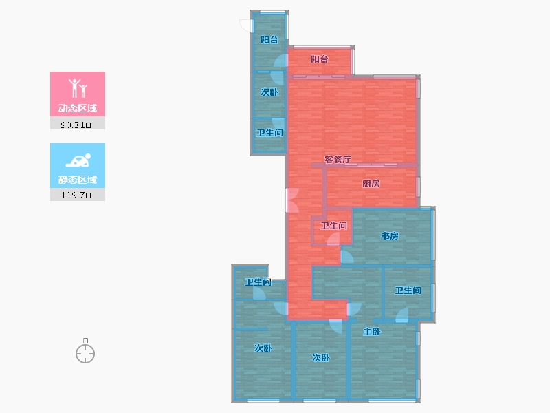 黑龙江省-哈尔滨市-富力江湾新城-190.25-户型库-动静分区