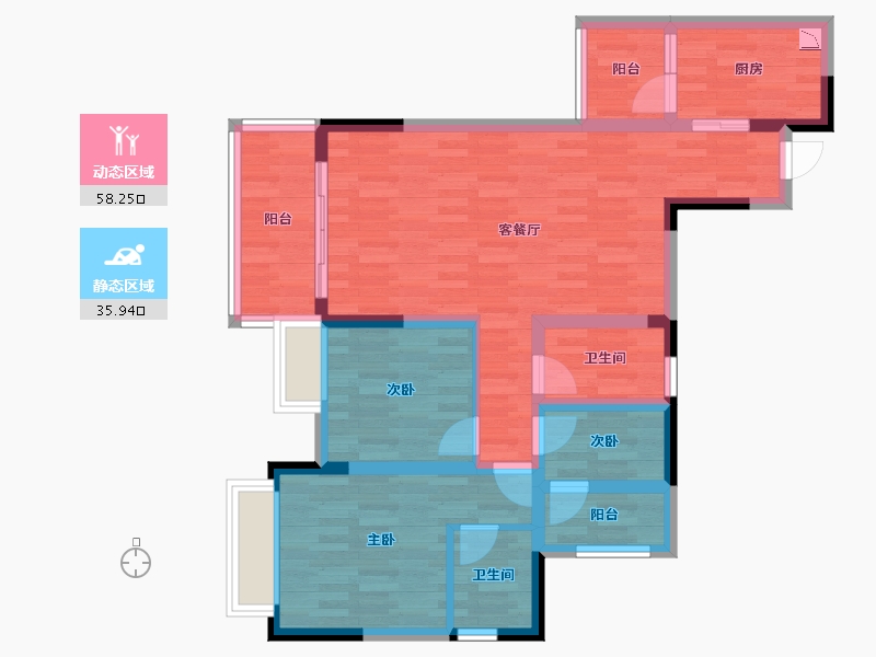 重庆-重庆市-金科观天下-82.50-户型库-动静分区