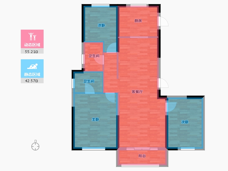 辽宁省-沈阳市-佳兆业·悦峰-88.11-户型库-动静分区