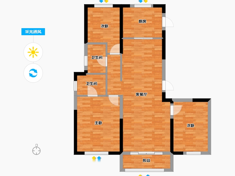 辽宁省-沈阳市-佳兆业·悦峰-88.11-户型库-采光通风