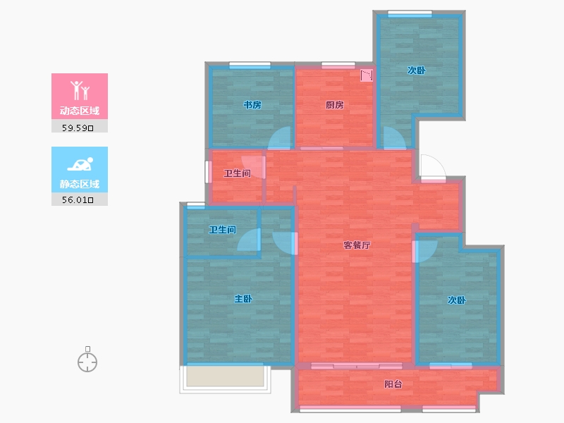 山东省-淄博市-辉盛鑫苑-103.70-户型库-动静分区