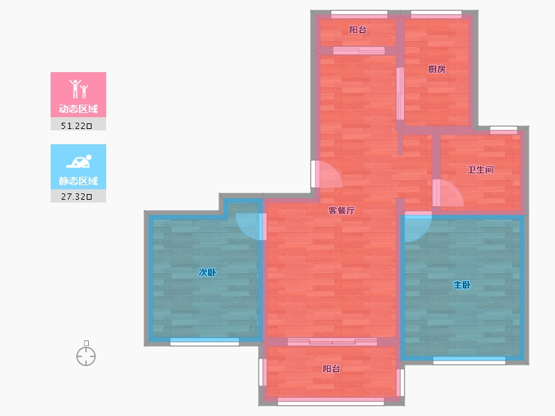 江苏省-无锡市-绿地波士顿公馆-69.43-户型库-动静分区